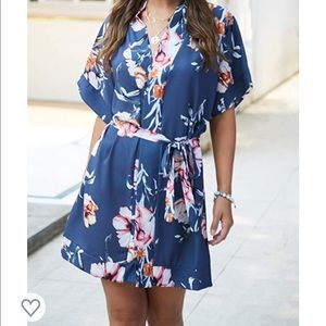 🤍 Floral V Neck Short Sleeve Tie Waist Shirt Dress 🤍